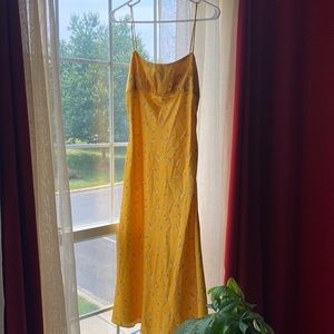 Yellow satin sundress